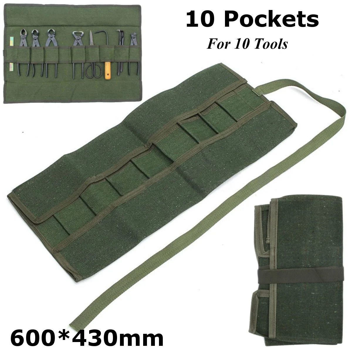 600x430Mm Japanese Bonsai Tools Storage Package Roll Bag Canvas Tool Set Case bonsai tools bag