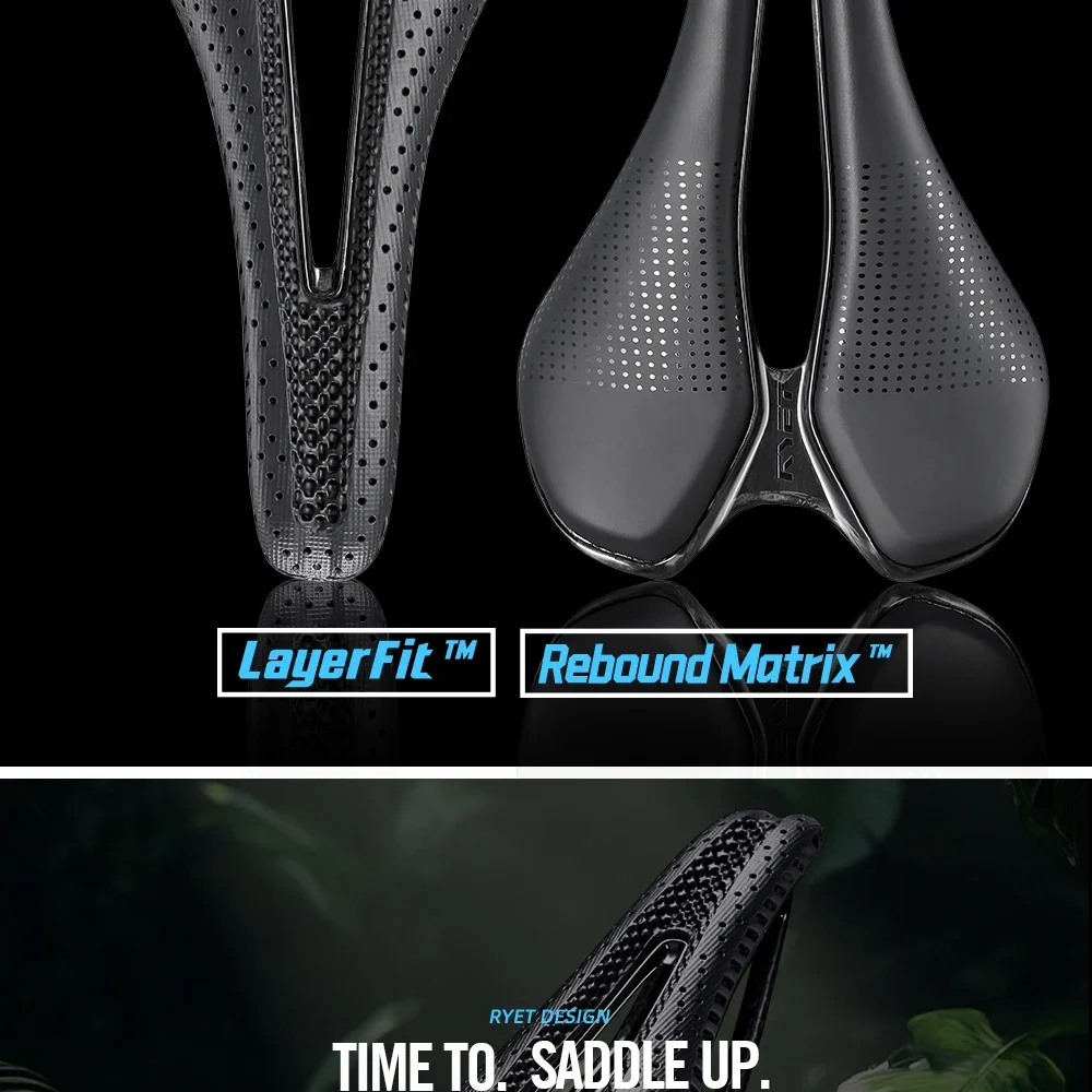 RYET Carbon Fahrradsattel 122 g 7 x 9 mm Schiene Triathlon Rennrad MTB Kies 12K 3D-gedrucktes Kissen mit EVA-Oberfläche Fahrradzubehör – Detail 2