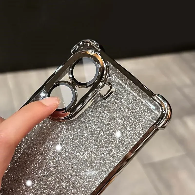 Luxury Glitter Silicone Shockproof Back Cover Case in Gold
