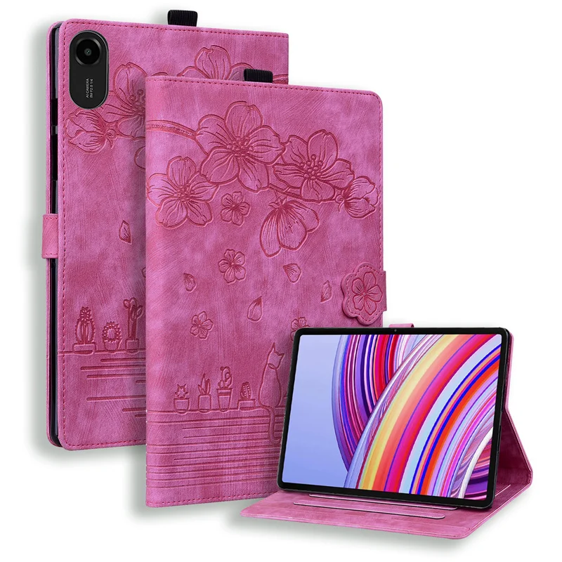 Elegant 11'' Protective Magnetic Flip Tablet Case with Pen - Cat Design