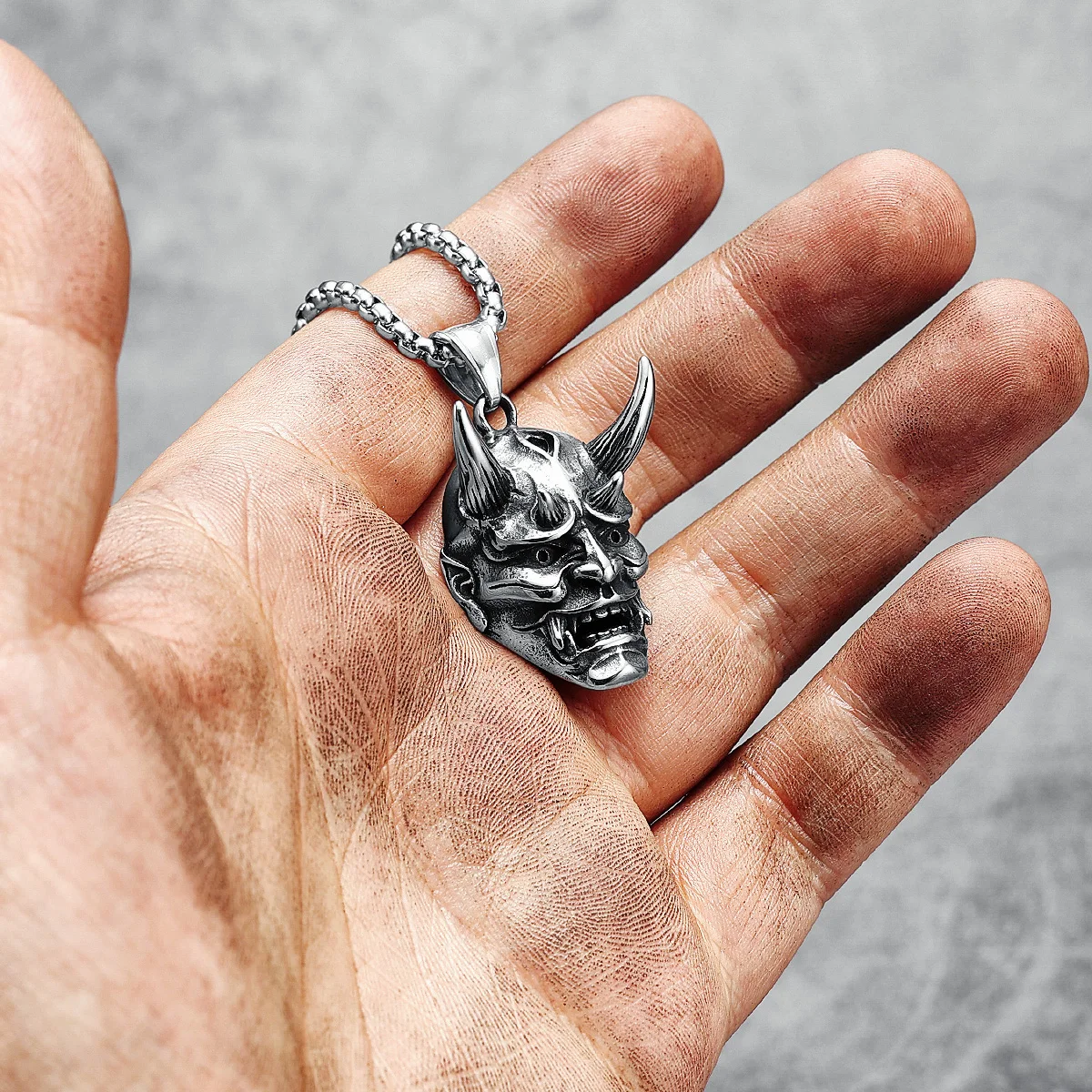 Ghost Head Men Necklace Bushido Prajna Mask Warrior 316L