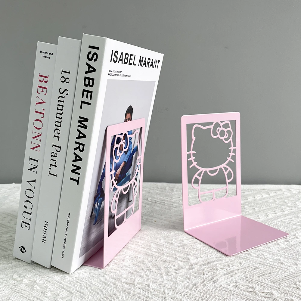 1pc Hello Kitty Book End Pink Heavy Duty Bookends Metal Bookend Office Supplies for Book Lovers Book Rack Home Office Book Stand 6