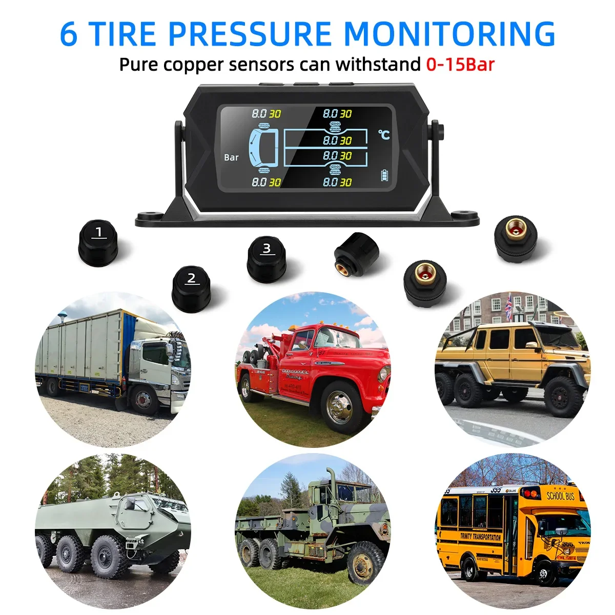 Car Tire Pressure Monitor Car Tire Pressure Sensor TPMS 6 Sensors