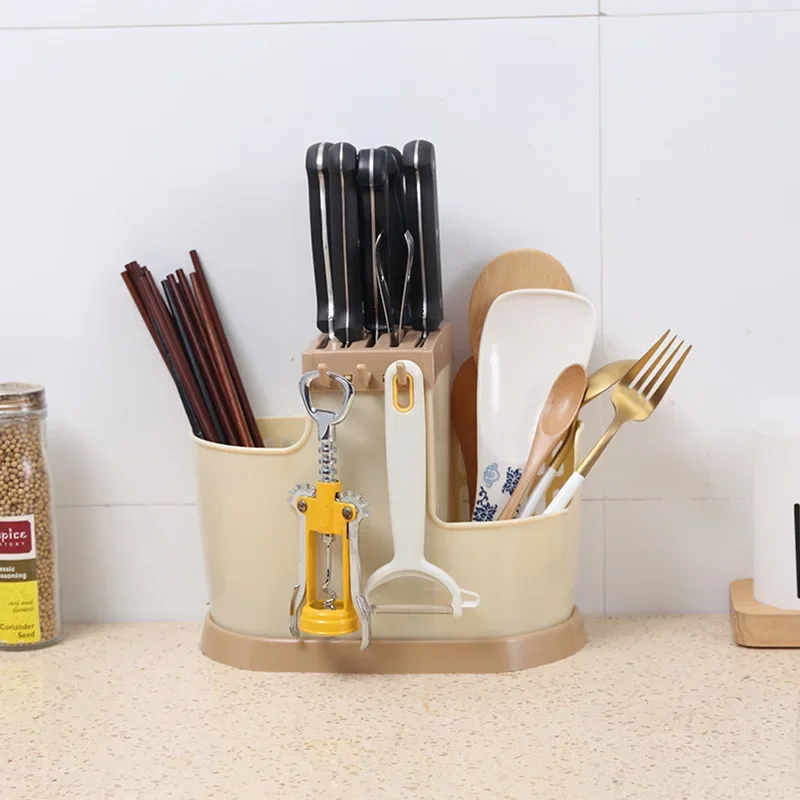 Knife Holder Multi-purpose Tableware Draining Rack Kitchen Cutlery Storage Cylinder Storage Box Storage Rack Shelf For Knives 6