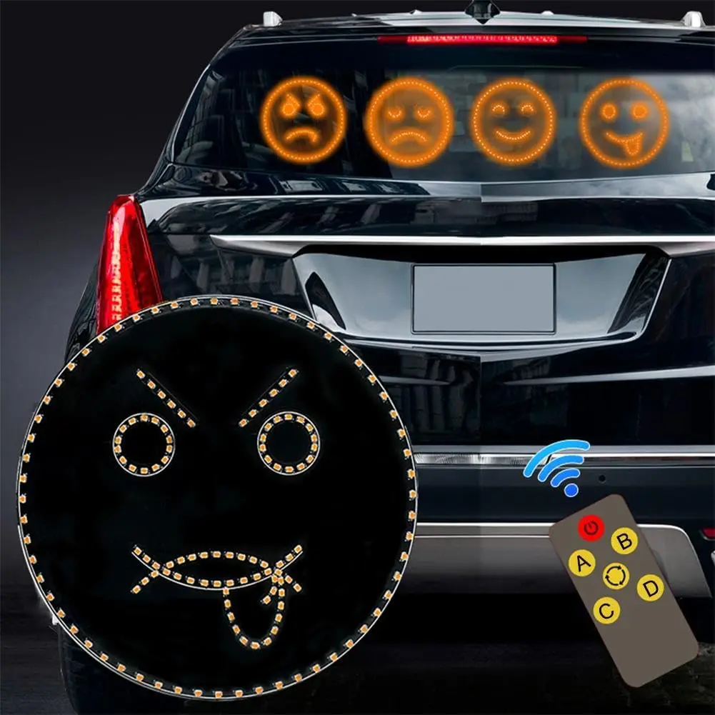 

Funny Emoticon Light Smile Face Lights With Remote Control Car LED , Car Rear Window Warning Reminder Lamp Car Accessories