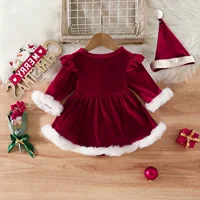 Ceeniu My First Christmas Baby Dresses Red Velvet Santa Letter "Baby" Romper Dresses For Girls Bodsyuit New Year Newborn Costume 2