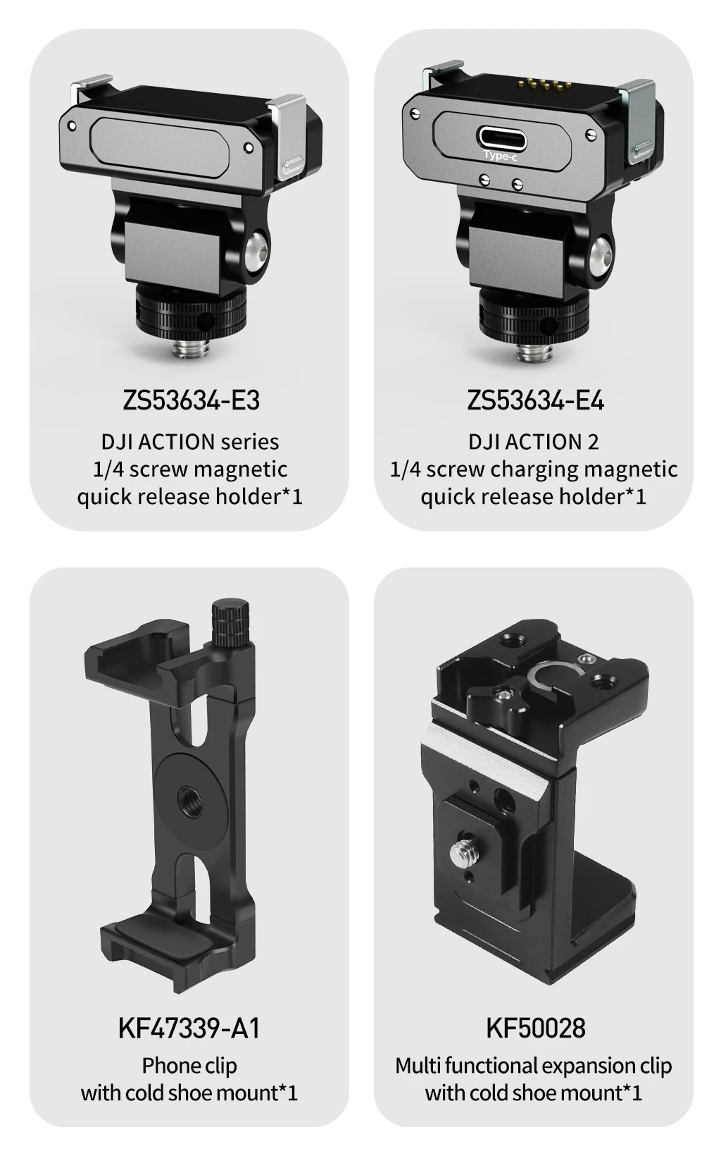Action 2 Magnetische Ladehalterung Schnellspanner 360 Dämpfung 1/4 Kaltschuh für DJI Action 5 Pro 4 OSMO 360 DSLR-Käfig Kamerahalterung – Detail 8