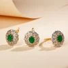 Fancy hollow inlaid two -color design earrings rings fashion jewelry copper plated 14K gold festive daily party luxury set gift
