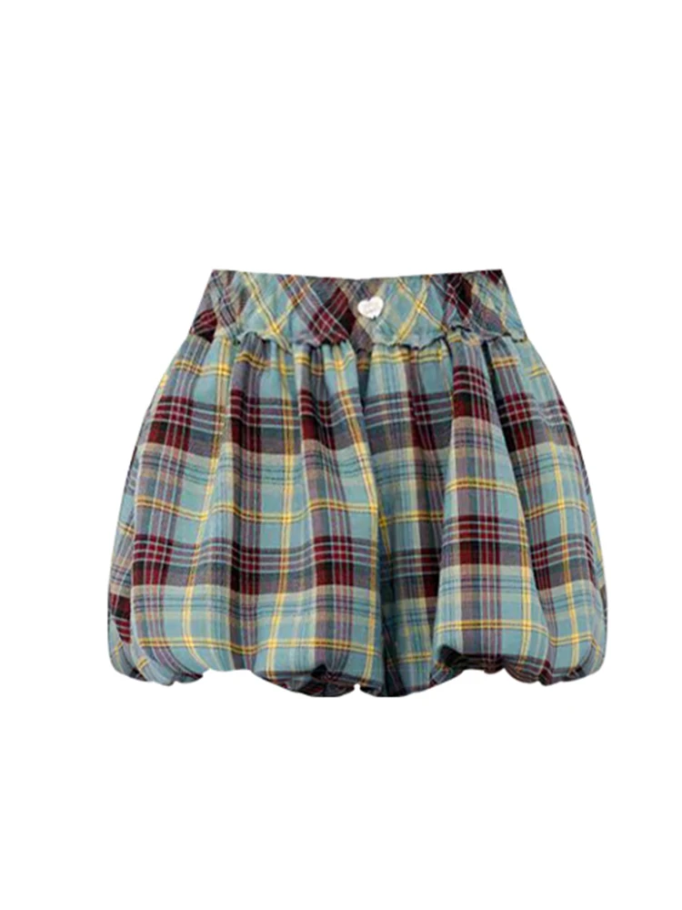 Summer Women Vintage Cute Core 2000s Kpop Shorts Plaid Hot