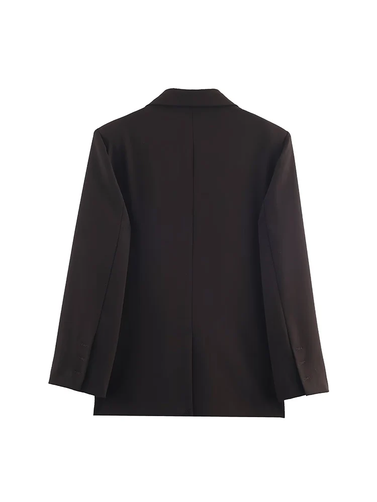 Autumn New Women Lapel Suit Coat Full Sleeve Single Button Loose Fit Coat With Pocket 2025 Lady Fashion Commuting Blazer