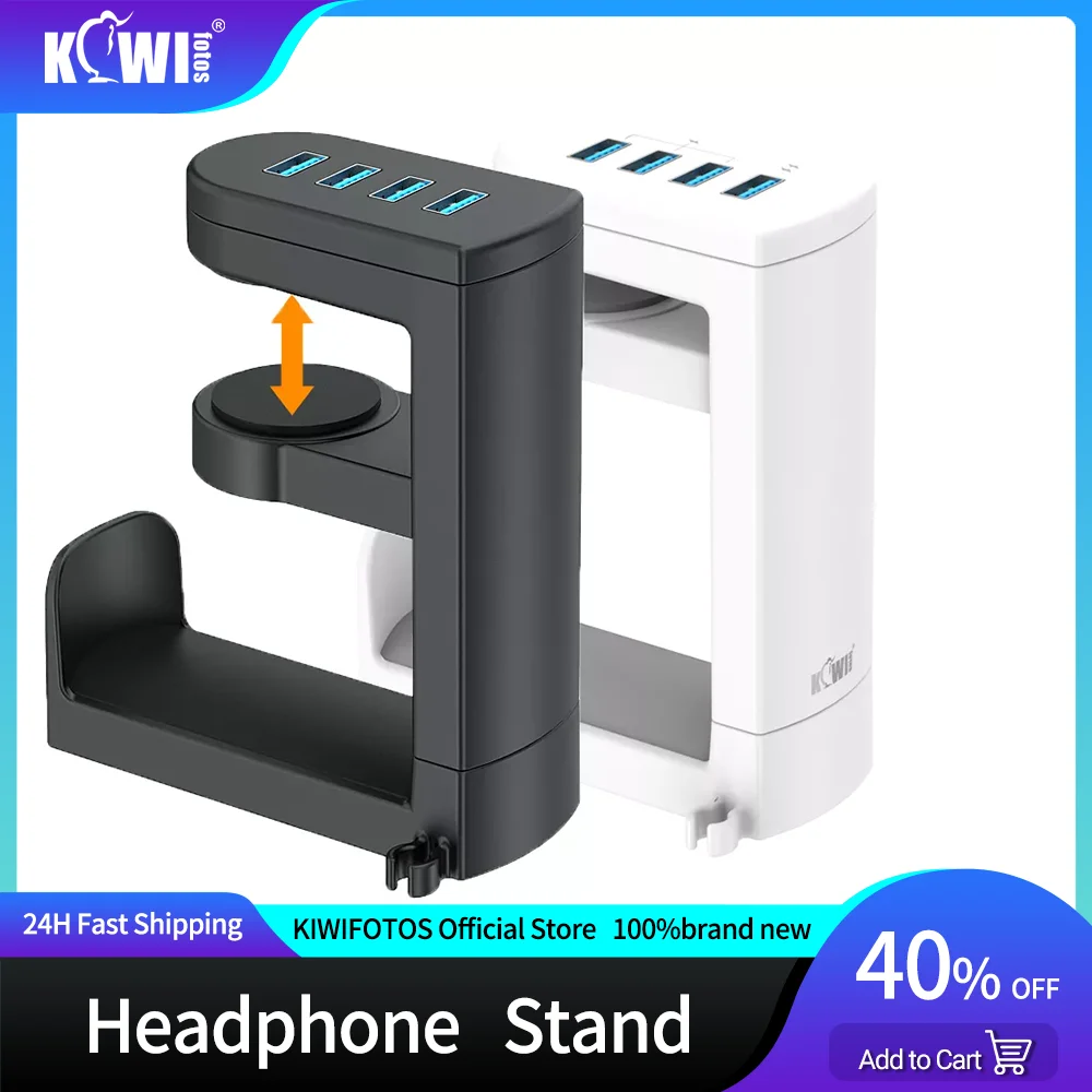 Universal Headphone Stand PC Gaming Headset Hook Holder Mount Under Desk Headset Stand Rotating Arm Clamp Cable Clip Organizer