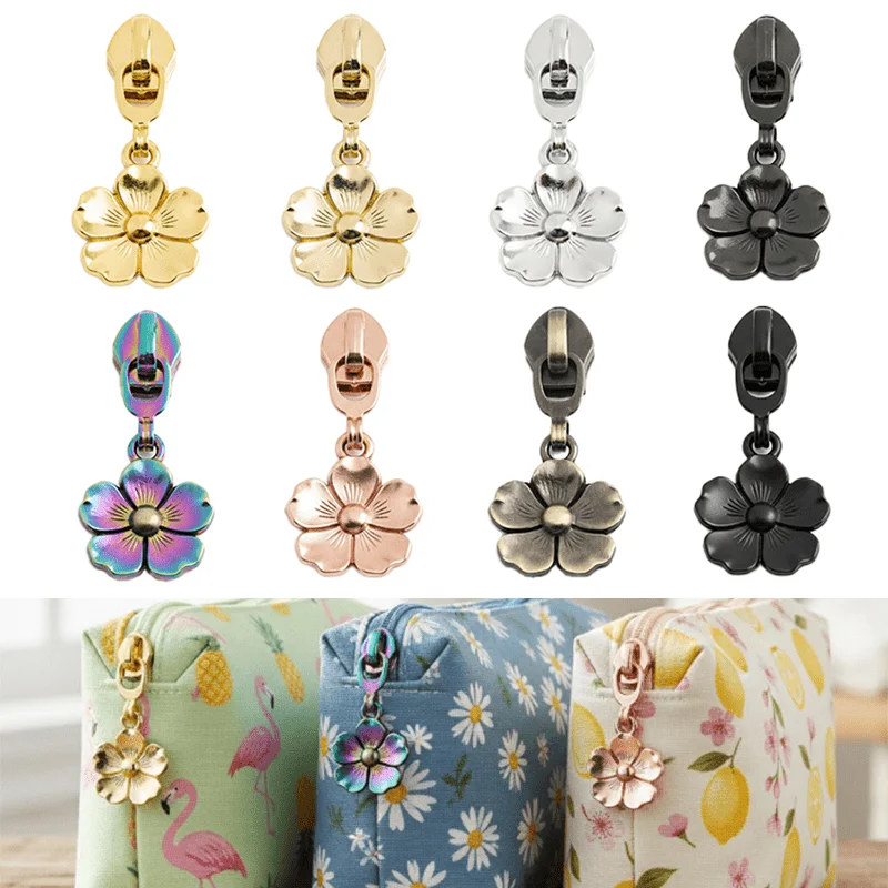 Set of Flower-Shaped Pull Tab Sliders with Detachable Metal Zipper Pull for DIY Crossbody and Shoulder Bags
