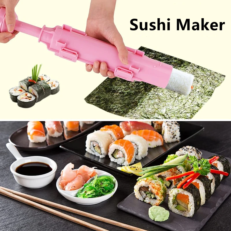 Newest Quick DIY Sushi Maker Set Machine Rice Mold Bazooka Roller Kit Vegetable Meat Rolling Tool DIY Kitchen Tools