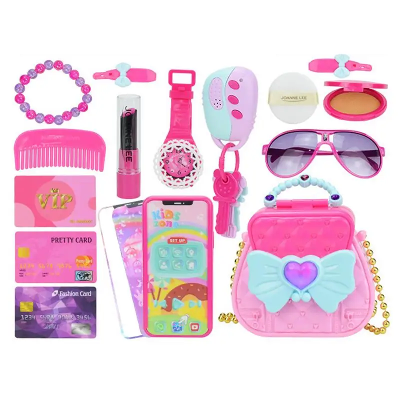 Little Girl Pretend Purse Set Kids Purse And Makeup Set Simulation Toddler Accessories Lipstick Model Toy For Educational
