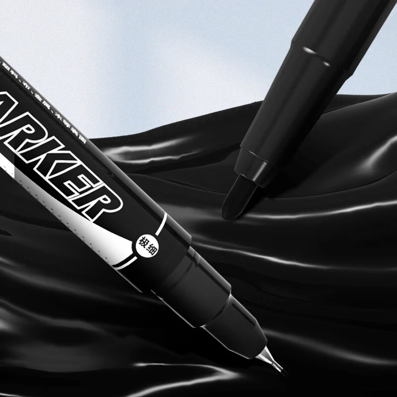 M&G 50pcs Markers Black Small Dual Tip Fine Bar Marker Oily Marker Conference Study