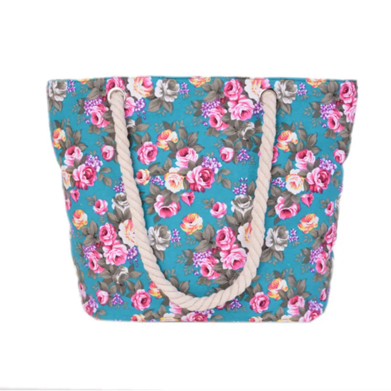 Summer Large Capacity Women Messenger Bag Floral Flower Print Canvas Shoulder Tote Female Daily