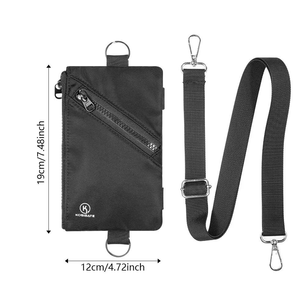 Kosibate Umhängetasche für Handy mit verstellbarem Umhängeband – Reise-Halstasche mit mehreren Taschen für Reisepass, Karten, Schlüssel und Bargeld – Detail 9