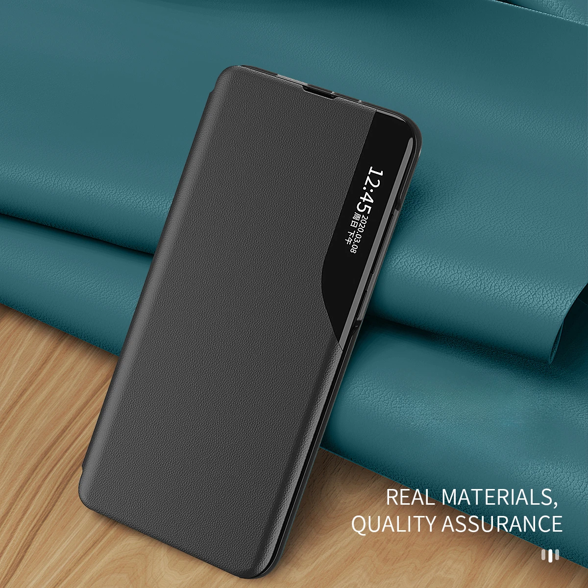 Premium Smart Window Flip Case - Magnetic Leather Cover