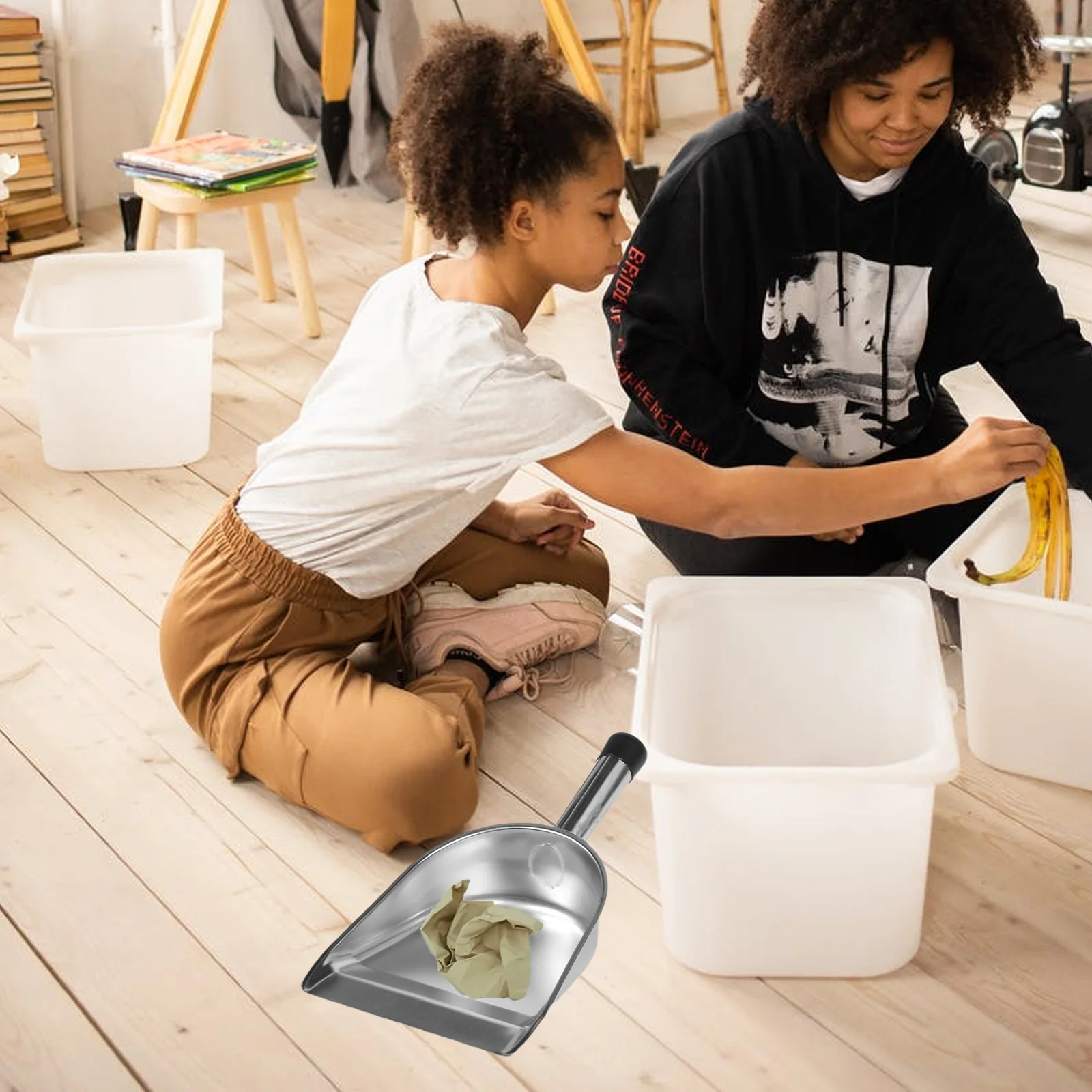 Stainless Steel Dustpan Kitchen Cleaning Simple Home Household Garbage Plastic Office 2