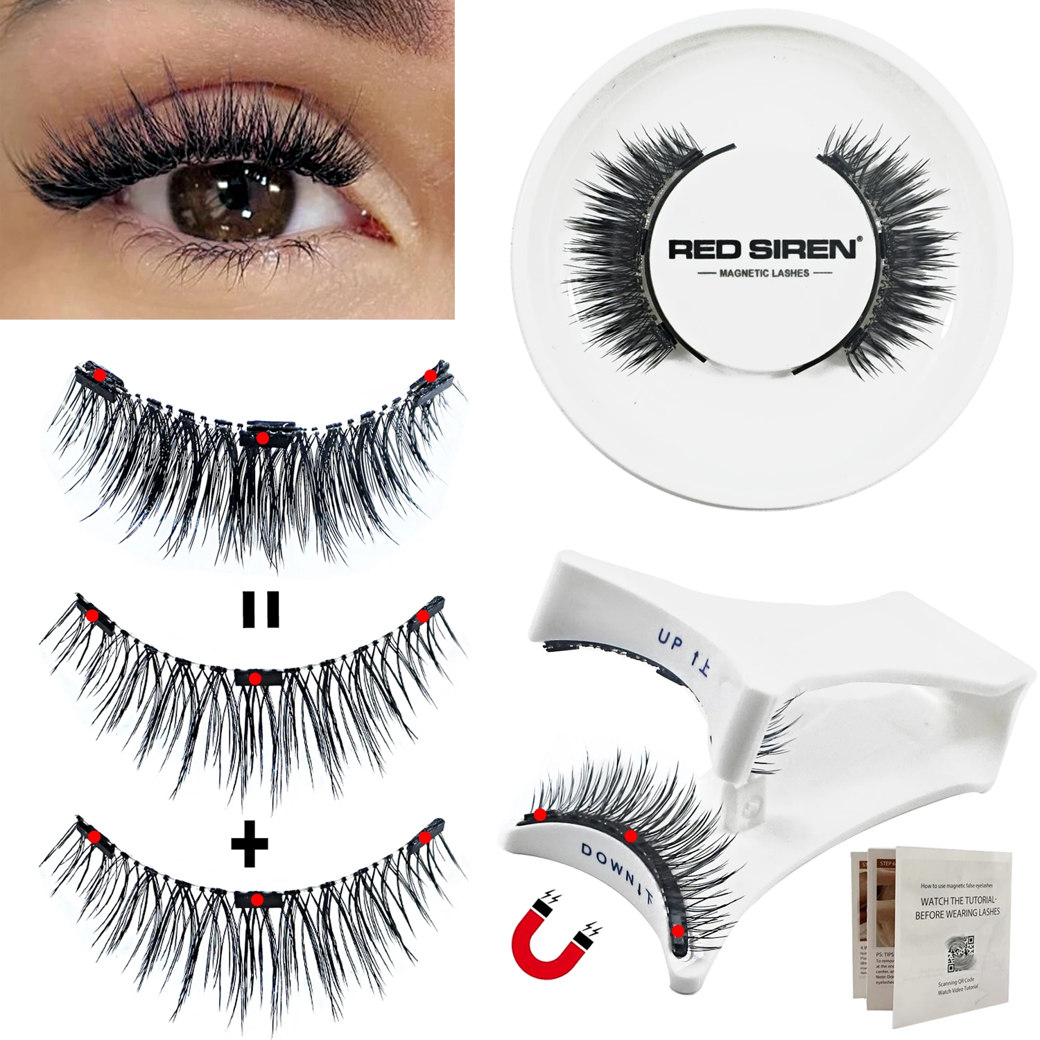 3 Magnets Magnetic Eyelashes Reusable Natural Wispy Magnetic False Eyelashes No Glue Needed Magnet Lashes with Applicator fake eyelashes