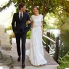 Glamorous Wedding Dresses A-Line Graceful Bridal Gowns Chiffon Floor Length Robes Short Sleeves Vestidos De Novia Customized 1