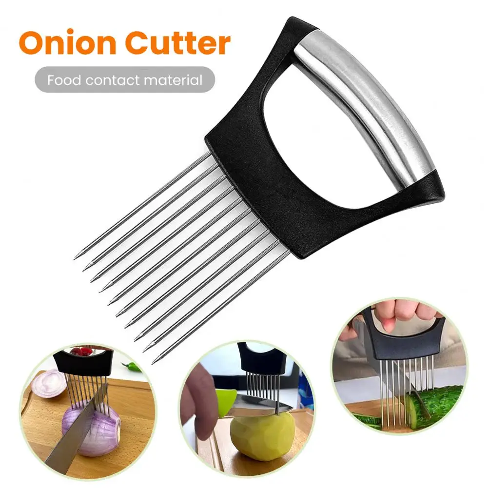 Vegetable Slicer Tool Stainless Steel Onion Cutter Slicer Set for Kitchen Vegetable Chopper Non-slip Grip for Potato