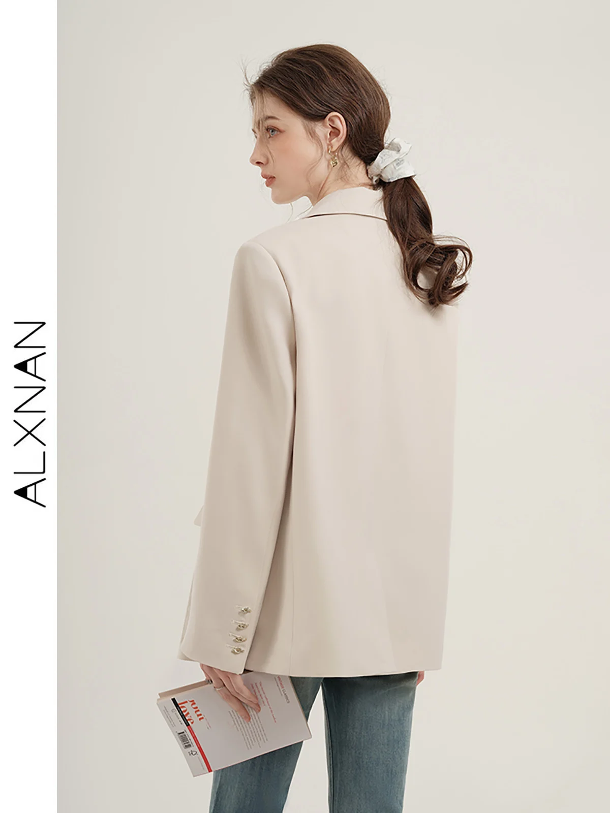 ALXNAN 2024 Spring New Commuting Loose Leisure Fashion Suit Lapel Loose Single Breasted Blazer Office Lady Clothes  T01110