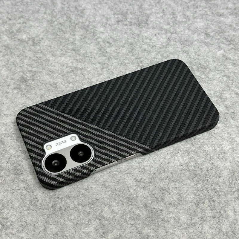 Luxury Color-Blocking Carbon Fiber Shockproof Bumper Case with Lens Protection