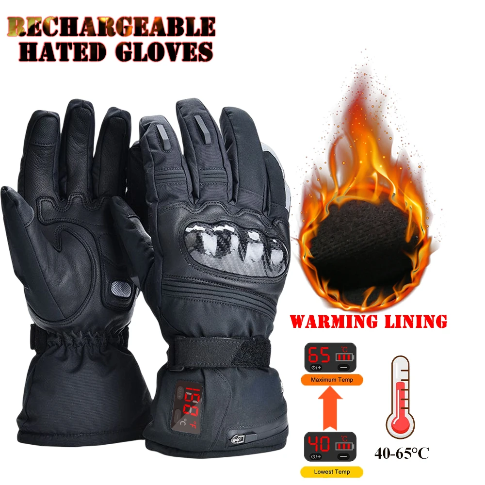 Winter Heated Gloves Motorcycle Gloves for Men Women Keep Warm Heated