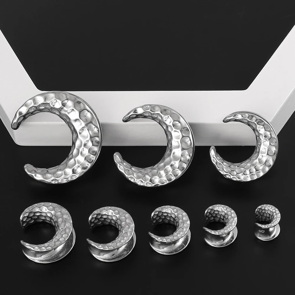 Moon Saddle Plug Expansions Tunnel Gauges Stretched Lobe Ear Piercing Women Body Jewelry Stainless Steel Dilations 2PCS piercing jewelry ear piercing jewelry metal jewelry body piercing jewelry body jewelry