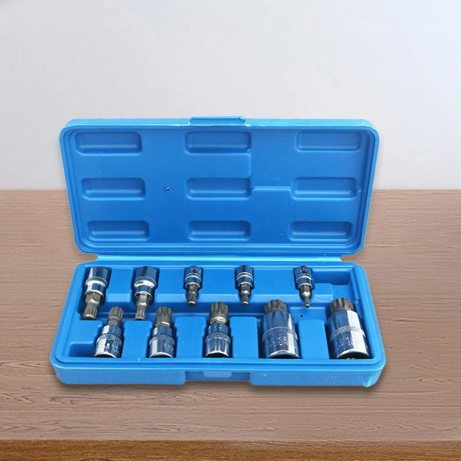 

10x Triple Square Spline Bit Socket Multifunctional Truck with Storage Box