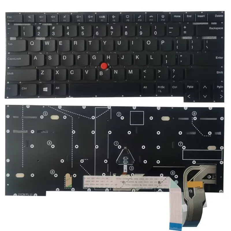 Teclado Retroiluminado dos Eua para Lenovo Thinkpad T14s Gen p1 Gen4 x1 Extreme Gen4 Inglês Preto Novo