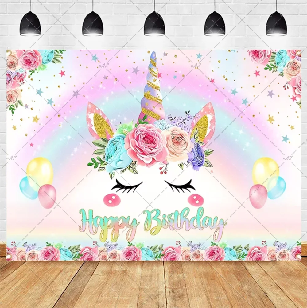 Traumhafte Regenbogen-Einhorn-Themen Pegasus Elfen-Mädchen Geburtstagsparty Dekorationen Neugeborenen-Babyparty Fotografie-Hintergrund Banner Requisiten – Detail 9