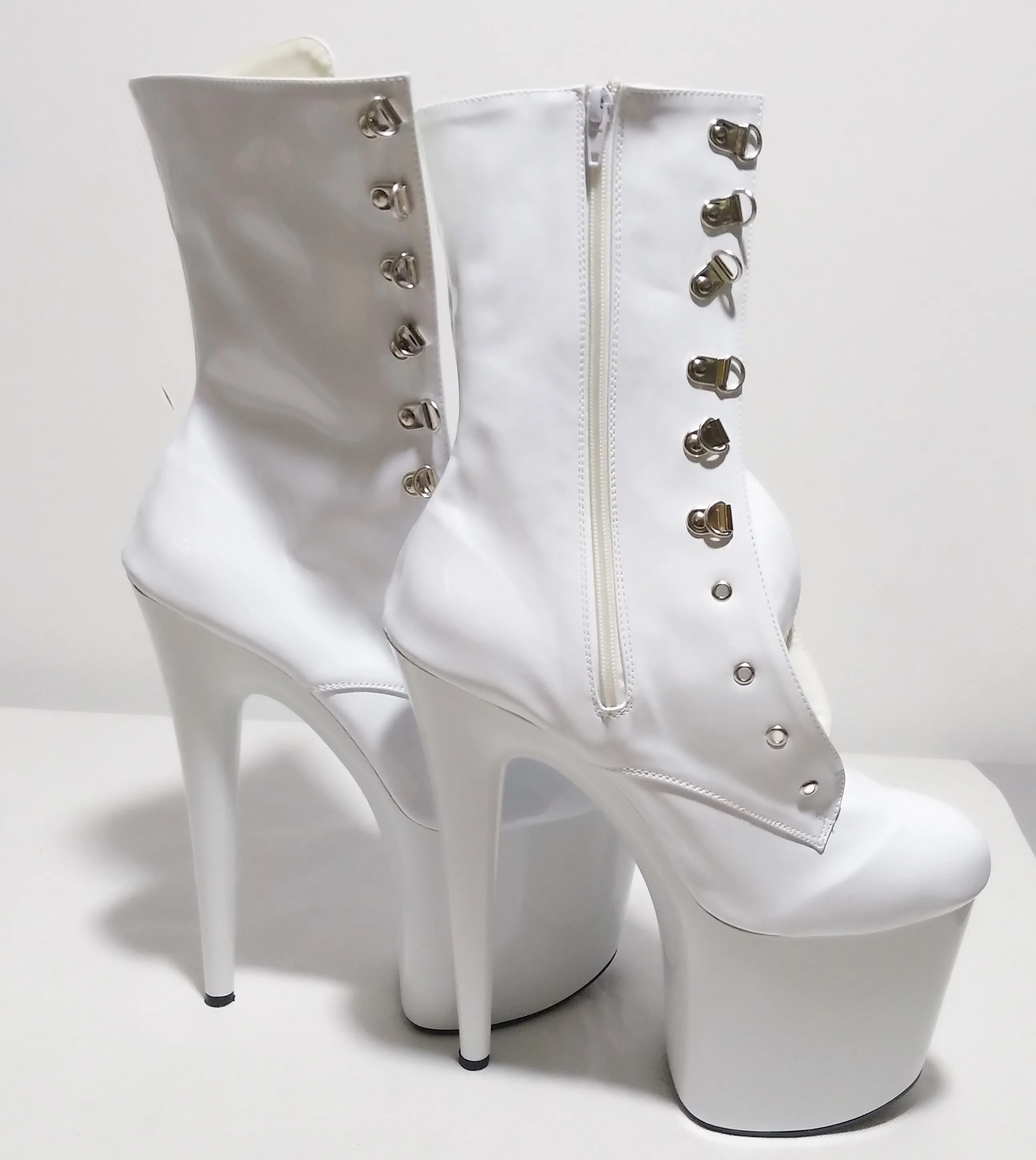 

Hot selling women ankle boots 8 inch high heel plateform Round toe fashion shoes 20cm strappy classic short dance shoes