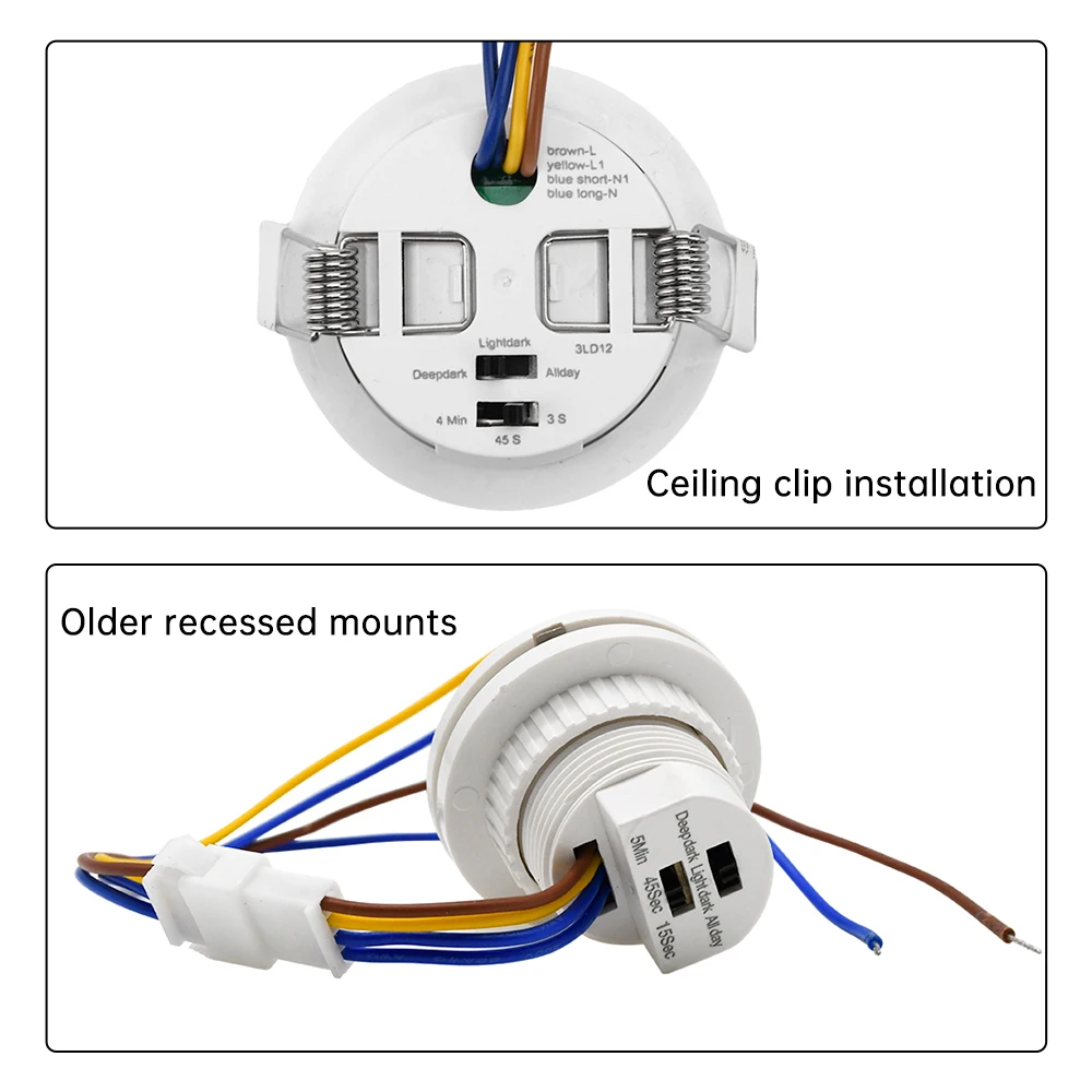 LED PIR 적외선 감지기 IR 적외선 모션 센서 스위치, 조절식 시간 지연 스위치, 가정용 조명 유도, AC 85V 220 265V