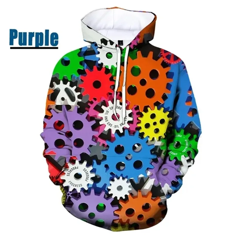 thumbnail image 1 of Sudadera con capucha con estampado 3D de engranajes mecánicos, sudadera de manga larga de gran tamaño, chándales casuales para hombre, sudaderas de mujer, 1 of 4