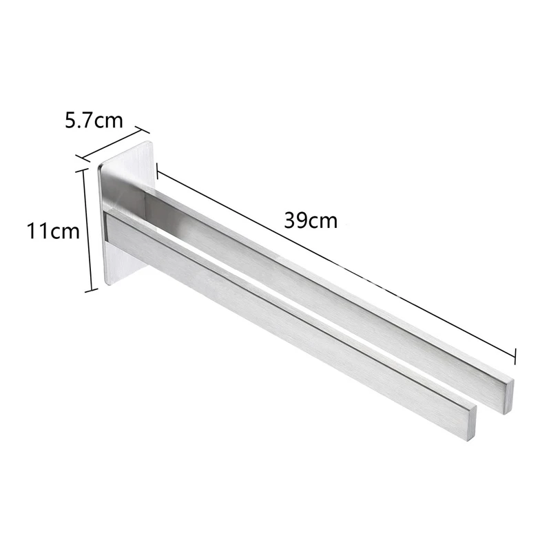 No Punched Towel Rack Double Angle 304 Stainless Steel Bathroom Towel Rack No Drilled Self Adhesive Rail Wall Mounted 1PC