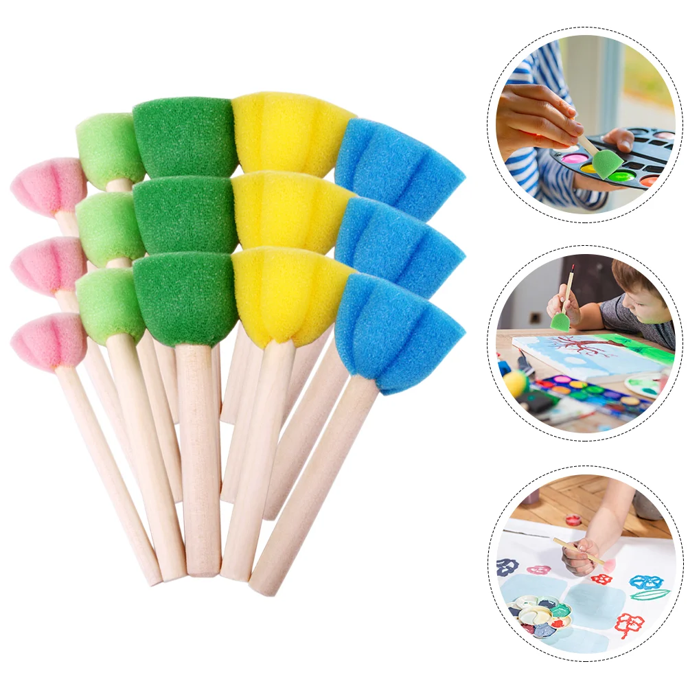 

15 Pcs Sponge Stick Painting Materials Wand Drawing Brush Kids Stamps Graffiti Pattern