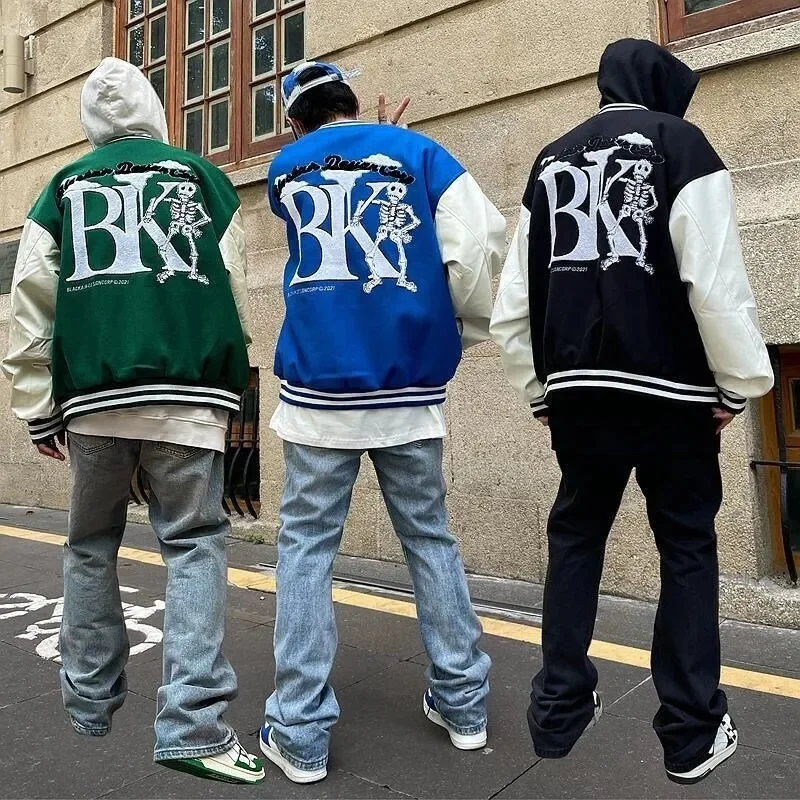 

Мужская американская бейсбольная форма в стиле high street y2k, куртка в стиле ретро с вышивкой, свободная брендовая куртка в стиле хип-хоп для пары