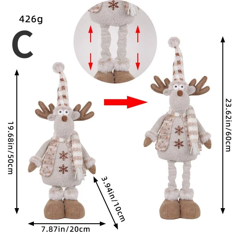 Christmas Snowman Stretch Doll Creative Knitted Elk Doll Christmas Window Decoration Ornament Home Festival Party Decor Ornament