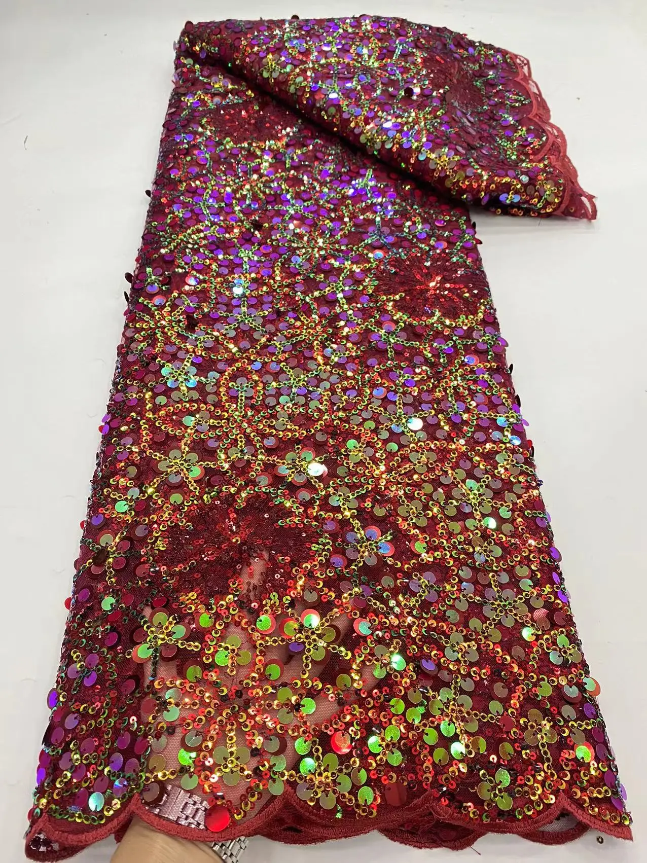 

Африканская яркая кружевная ткань ручной работы с блестками 2022 Высококачественная вышивка нигерийская французская сетчатая кружевная ткань для вечернего платья