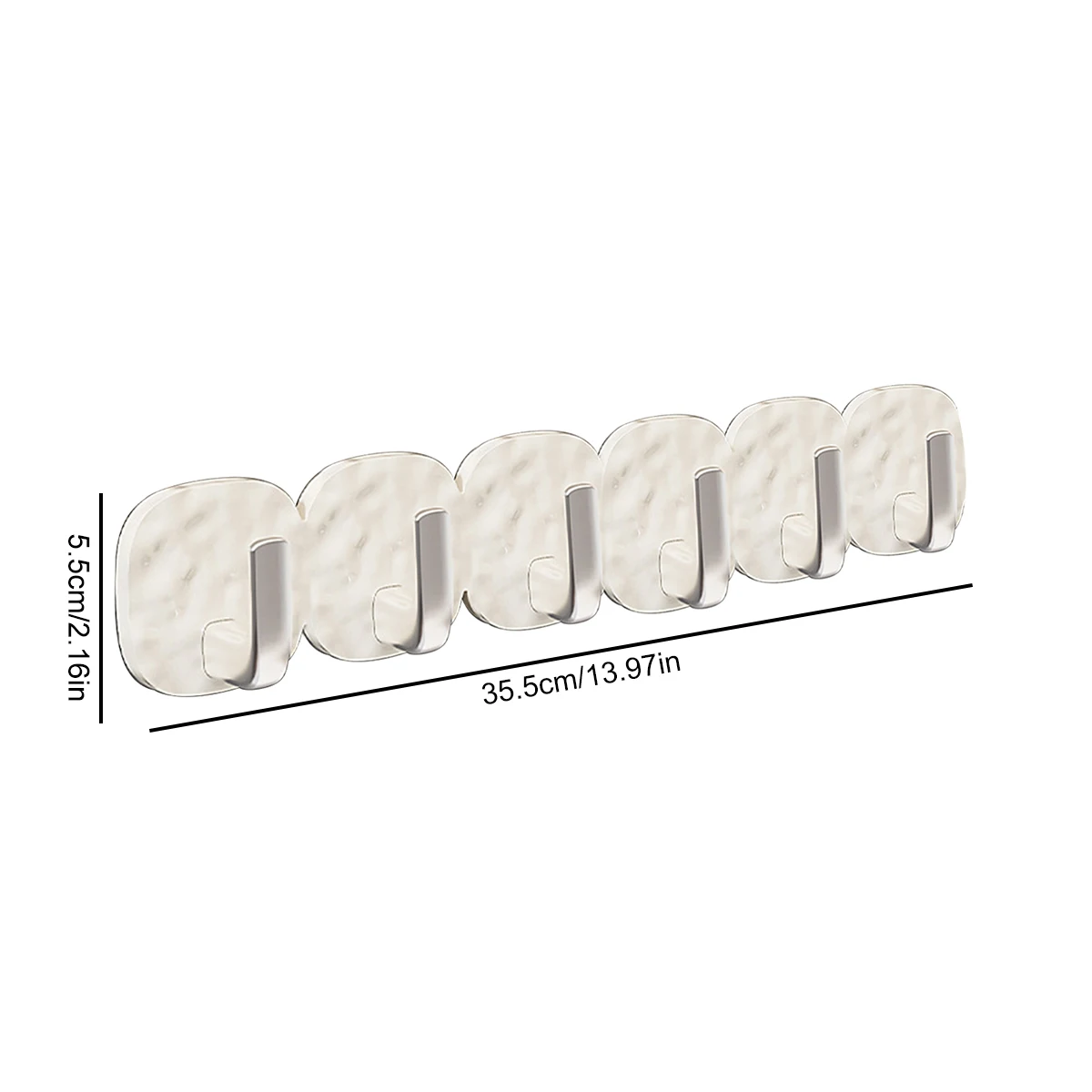 6 Rows Light Luxury Glacier Pattern Strong Traceless Self Adhesive Hook Wall Hanging Key Towel Storage Coat Hook Bag Hanger Tool