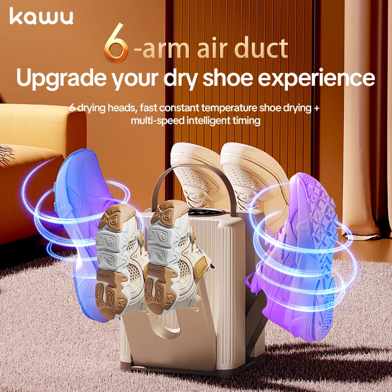 เครื่องอบรองเท้า 6 ช่อง,360 °   ระบบอบแห้งแบบหมุนเวียน, กล่องเกลือกุหลาบกำจัดกลิ่น, หัวฉีดลมแบบยืดหดได้, สิ่งมหัศจรรย์ในครัวเรือน 1