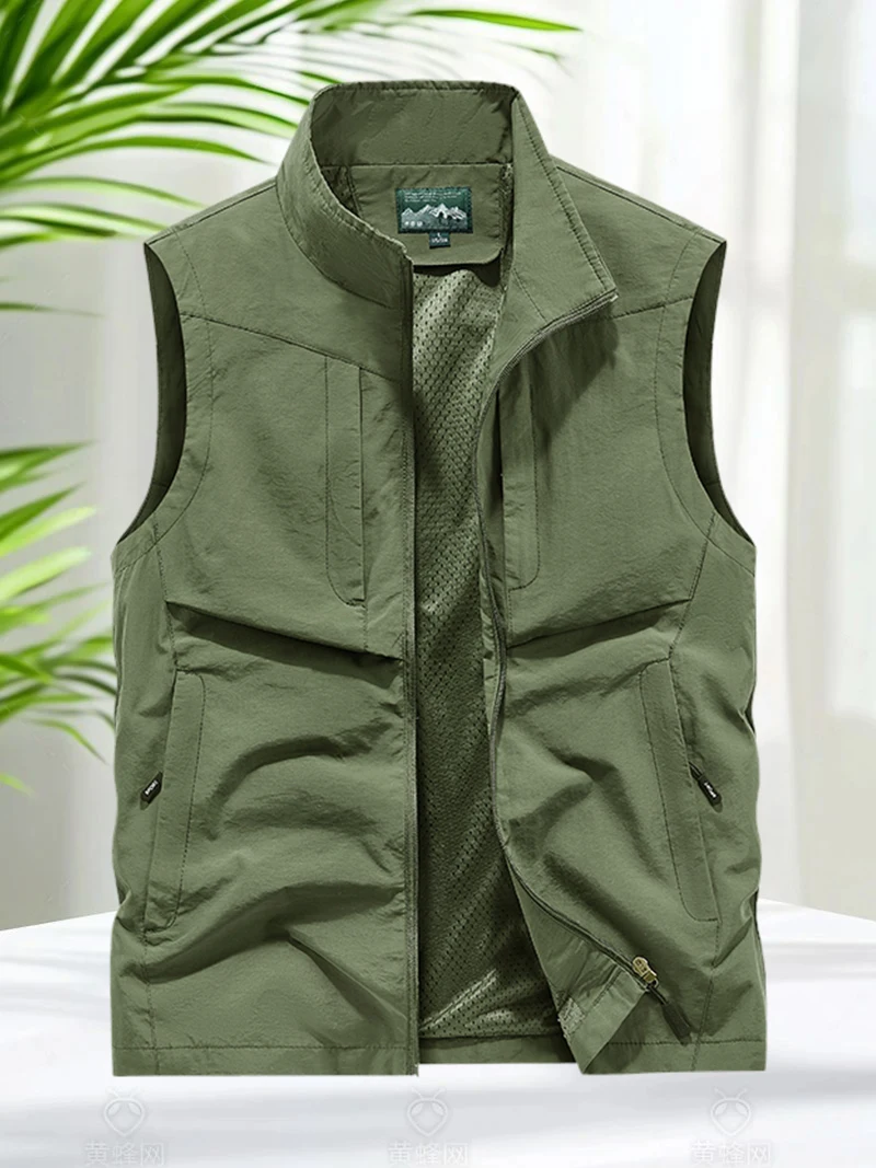 Plus Size 8XL Outdoor Vest Men Sleeveless Jacket Men Camping Hiking Coats with Mesh Lined Breathable Fishing Vest Jacket Pockets