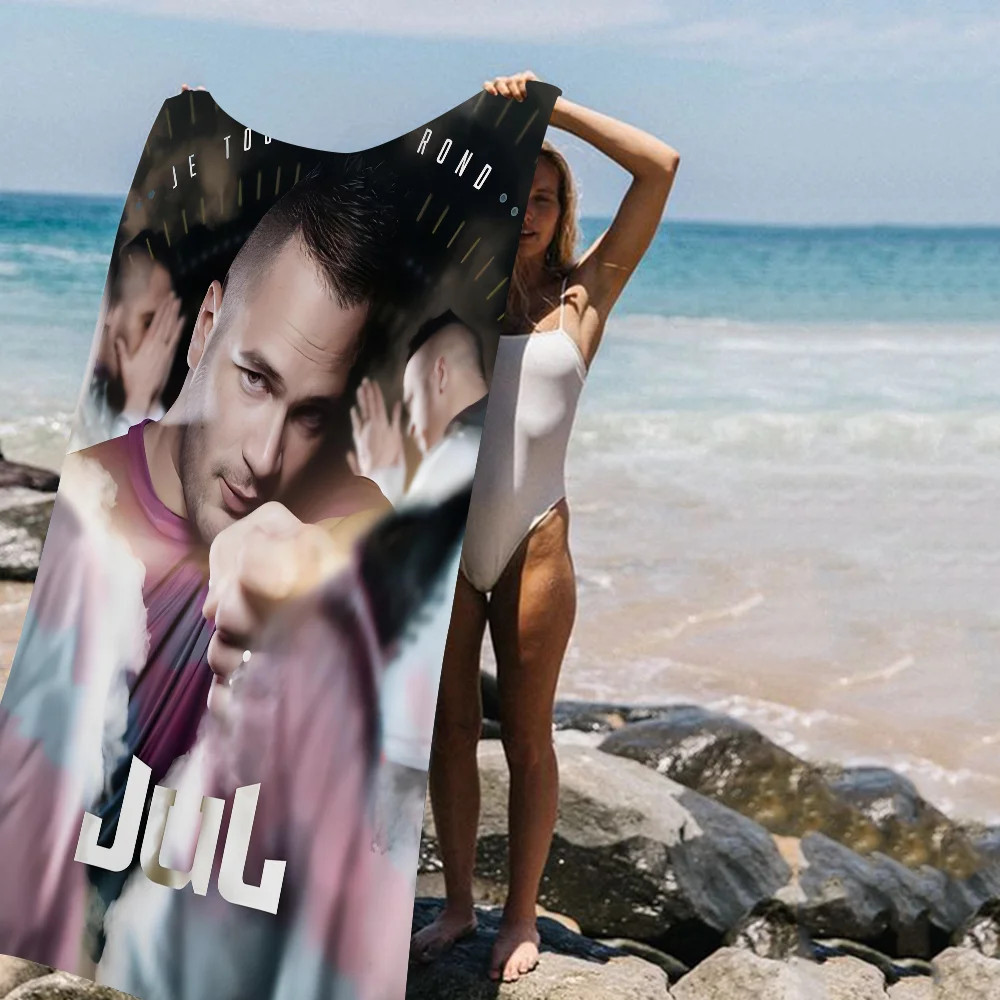 Rapper JuL Music Album Cover L-LOL Printed Beach Towel Mountain Climbing Yoga Beach Swimming Running Absorbent Soft Towel