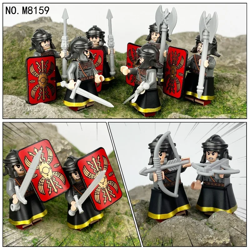 로마 전사 M8159 군단 미니피규어 국경 간 도매 어린이 조립 소형 블록 장난감 방패 무기