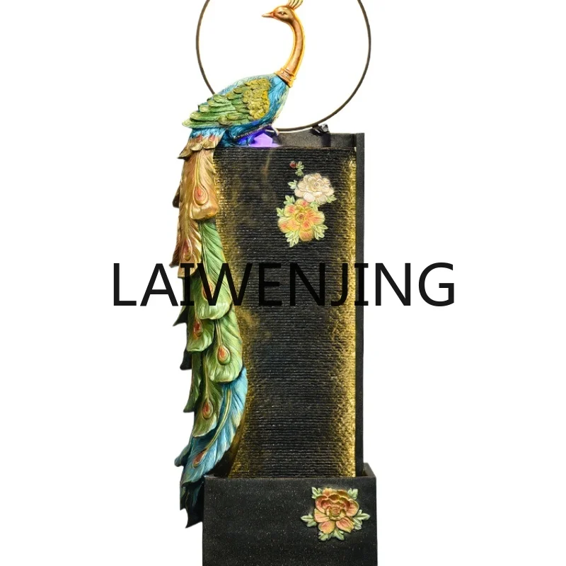 

RWJ Peacock Circulating Water Curtain Wall Floor Fortune Decoration Water Purifier Fortune Opening-up Ornaments