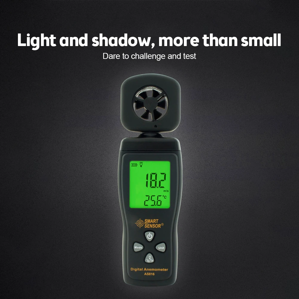 SMART SENSOR AS816 Digital Anemometer Air Flow Wind Speed Gauge Meter 0.3-30M/S