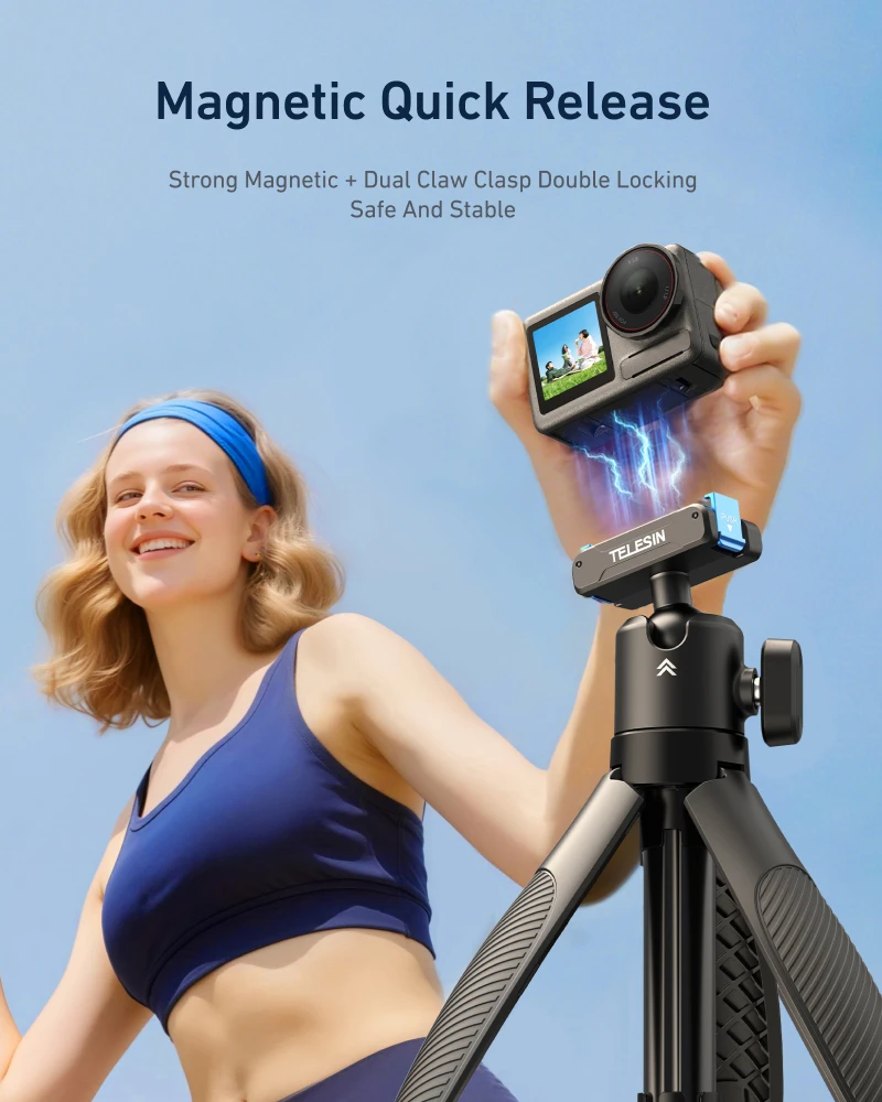 Mini Selfie Stick Tripod Portable Magnetic Quick Release Stand for GoPro Hero 13