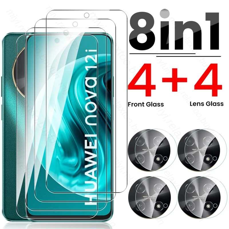 

8 In 1 Tempered Glass For Huawei nova 12i 4G Camera Lens Screen Protectors On Huawey Hauwei Huavie nova12i 12 i i12 4G 2024 6.7"